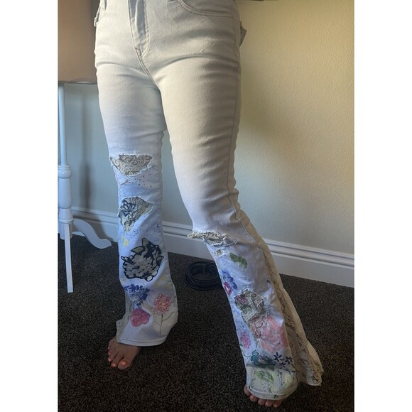 True Religion Becca Mid Rise Bootcut jeans, customized, embroidered, painted, 31 - Picture 3 of 16